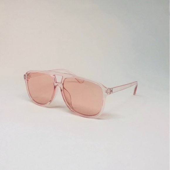 transparent pink aviator sunnies sunglasses - Picture 2 of 4